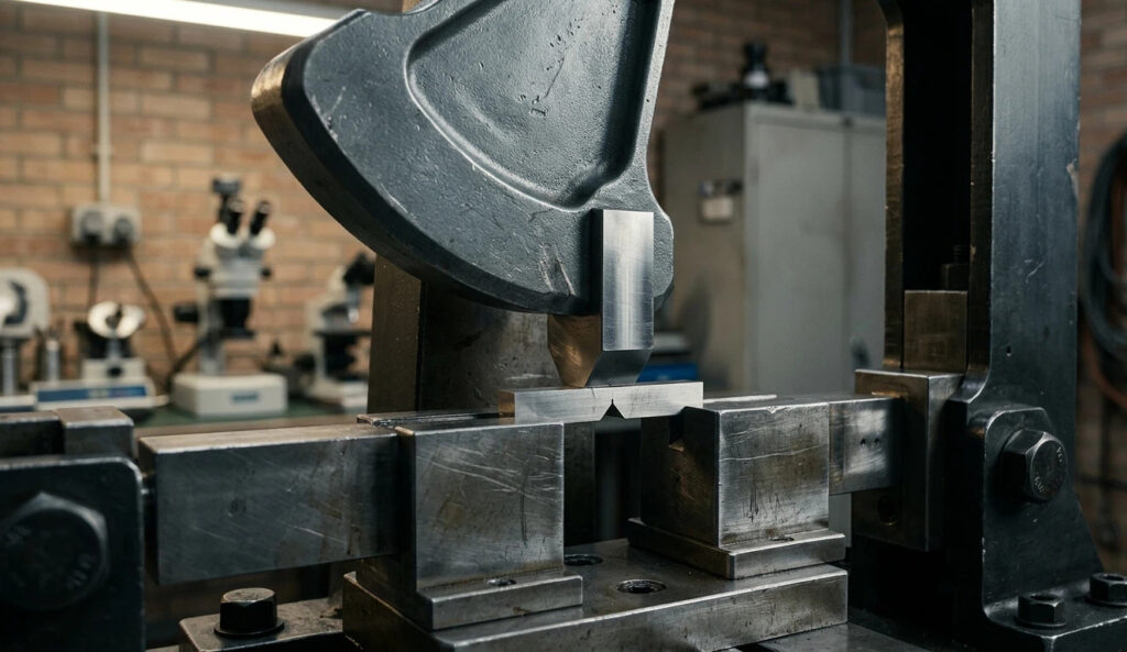 Charpy V-notch impact test on Q235 steel specimen