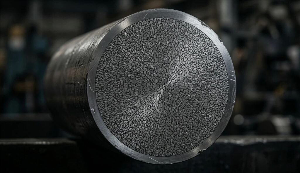 Q235D steel micro grain structure of a killed steel billet cross-section