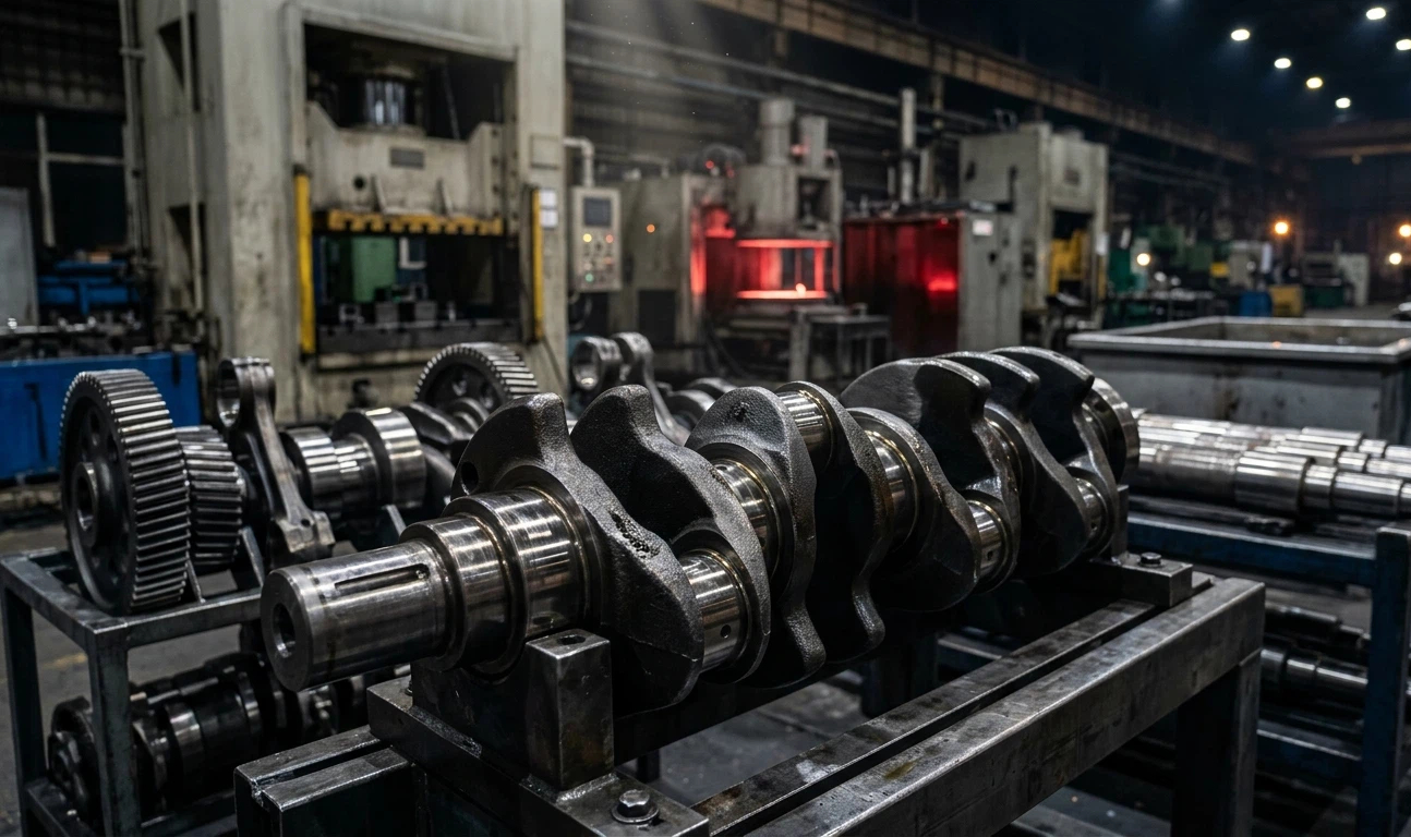 Heavy-duty industrial crankshafts and high-torque gears manufactured from AISI 4140 alloy steel, showcasing superior fatigue resistance.