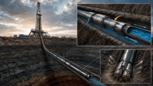 Drill Pipe cover image showing oil and gas drilling, drill string connection, drilling fluid circulation, and downhole operation