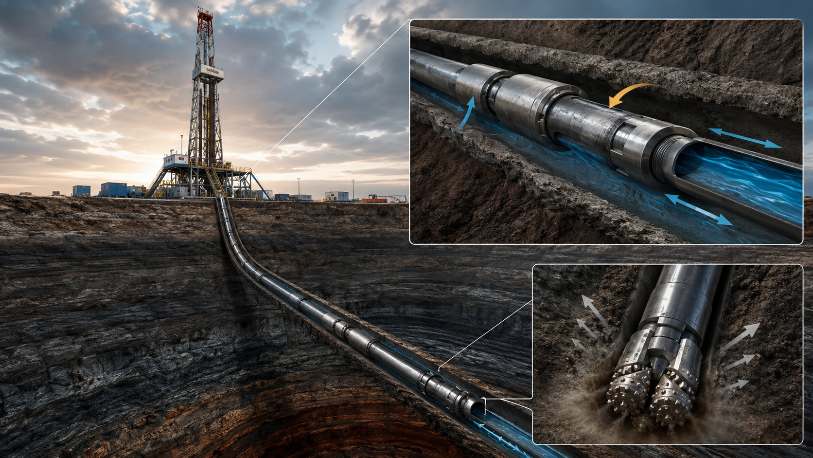 Drill Pipe cover image showing oil and gas drilling, drill string connection, drilling fluid circulation, and downhole operation